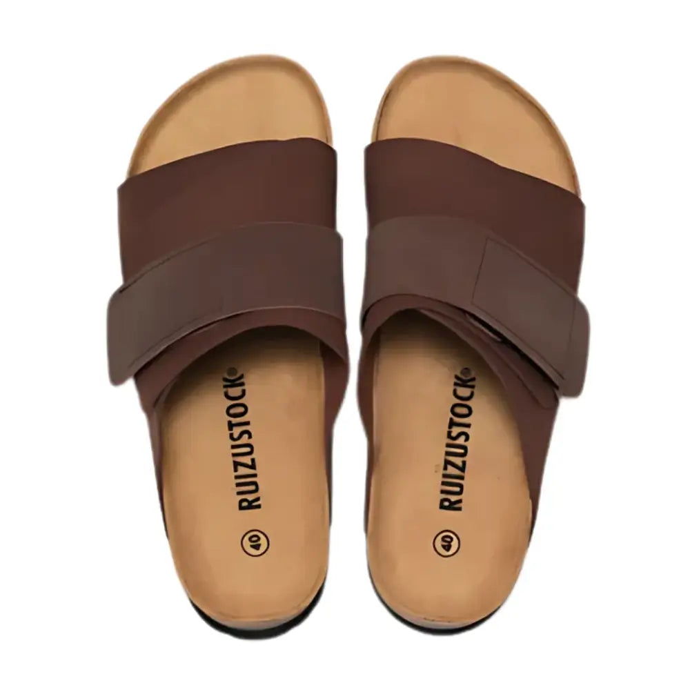Salerno Sandal - Dark Brown — Mediterranean cork-footbed leather sandals by Meirelle Maibulun
