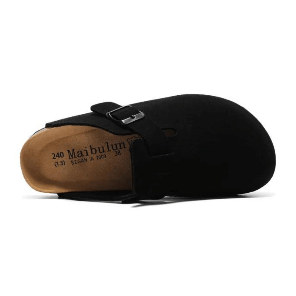 Clog - Black — Mediterranean cork-footbed leather clogs by Meirelle Maibulun