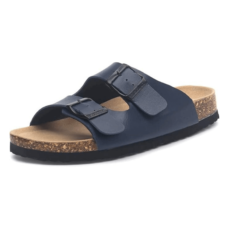 Maibulun Leather Sandal - Blue — Mediterranean cork-footbed leather sandals by Meirelle Maibulun
