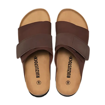 Salerno Sandal - Dark Brown — Mediterranean cork-footbed leather sandals by Meirelle Maibulun