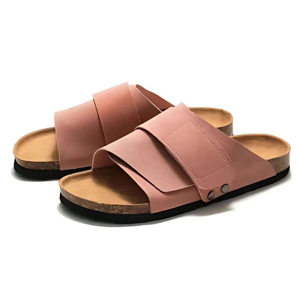 Salerno Sandal - Pink — Mediterranean cork-footbed leather sandals by Meirelle Maibulun