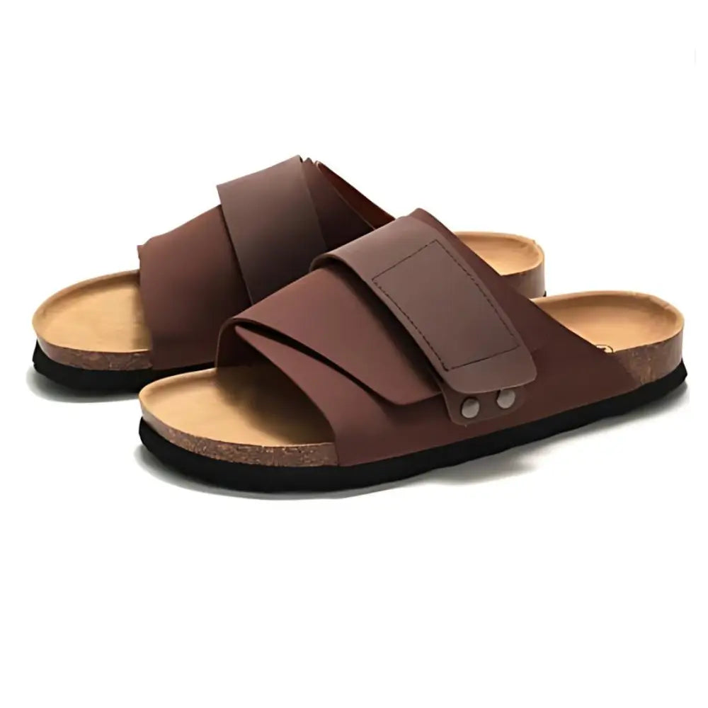 Salerno Sandal - Dark Brown — Mediterranean cork-footbed leather sandals by Meirelle Maibulun