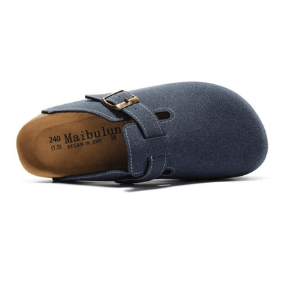 Clog - Blue — Mediterranean cork-footbed leather clogs by Meirelle Maibulun
