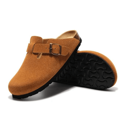 Clog - Caramel — Mediterranean cork-footbed leather clogs by Meirelle Maibulun