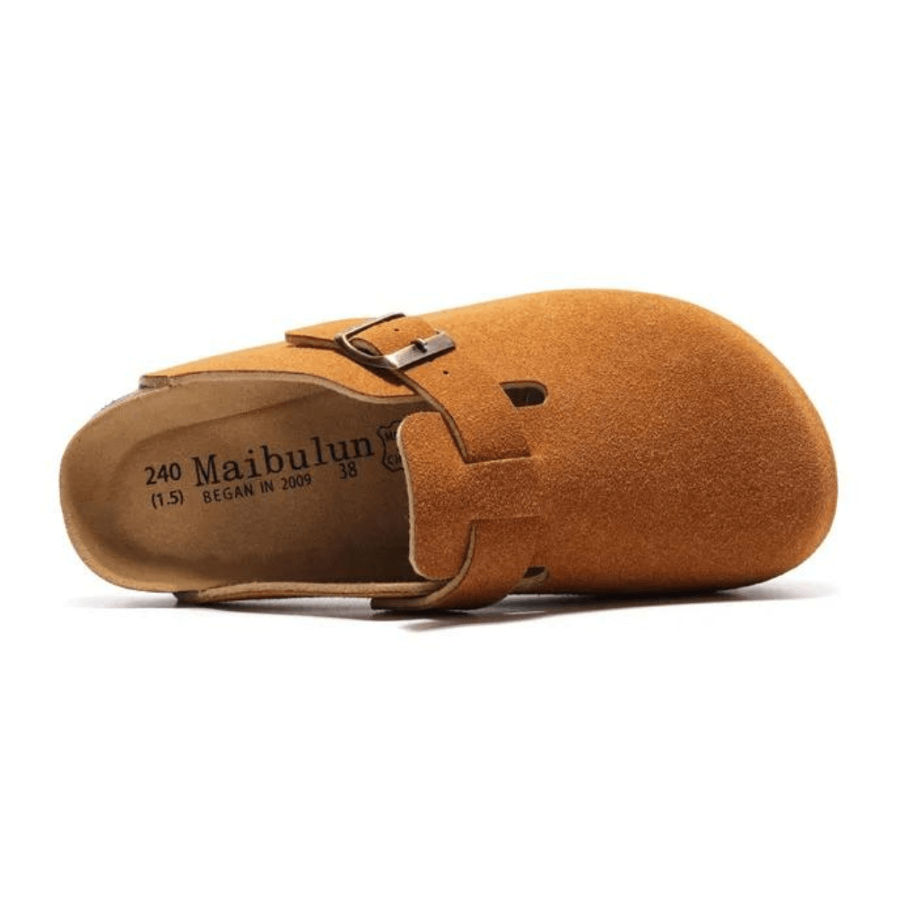 Clog - Caramel — Mediterranean cork-footbed leather clogs by Meirelle Maibulun