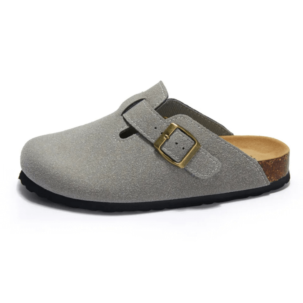 Clog - Light Grey — Mediterranean cork-footbed leather clogs by Meirelle Maibulun