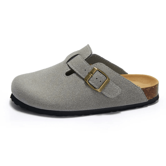 Clog - Light Grey — Mediterranean cork-footbed leather clogs by Meirelle Maibulun