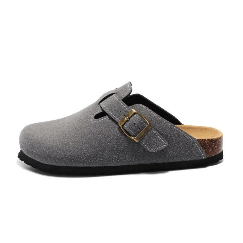 Clog - Dark Grey — Mediterranean cork-footbed leather clogs by Meirelle Maibulun