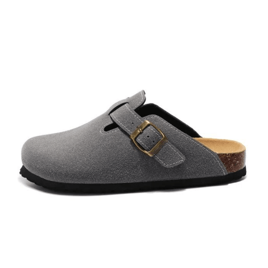 Clog - Dark Grey — Mediterranean cork-footbed leather clogs by Meirelle Maibulun