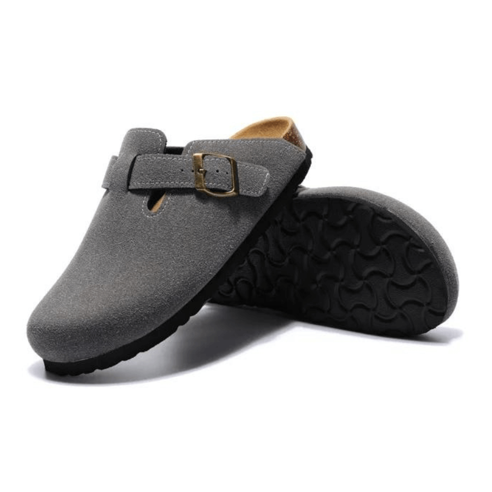 Clog - Dark Grey — Mediterranean cork-footbed leather clogs by Meirelle Maibulun