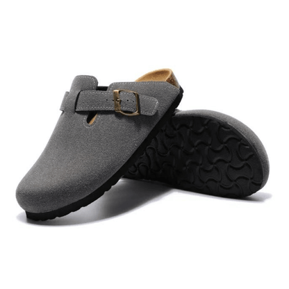 Clog - Dark Grey — Mediterranean cork-footbed leather clogs by Meirelle Maibulun