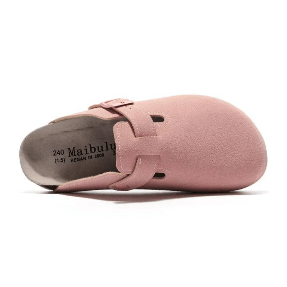 Clog - Pink — Mediterranean cork-footbed leather clogs by Meirelle Maibulun