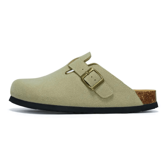 Clog - Matcha Green — Mediterranean cork-footbed leather clogs by Meirelle Maibulun