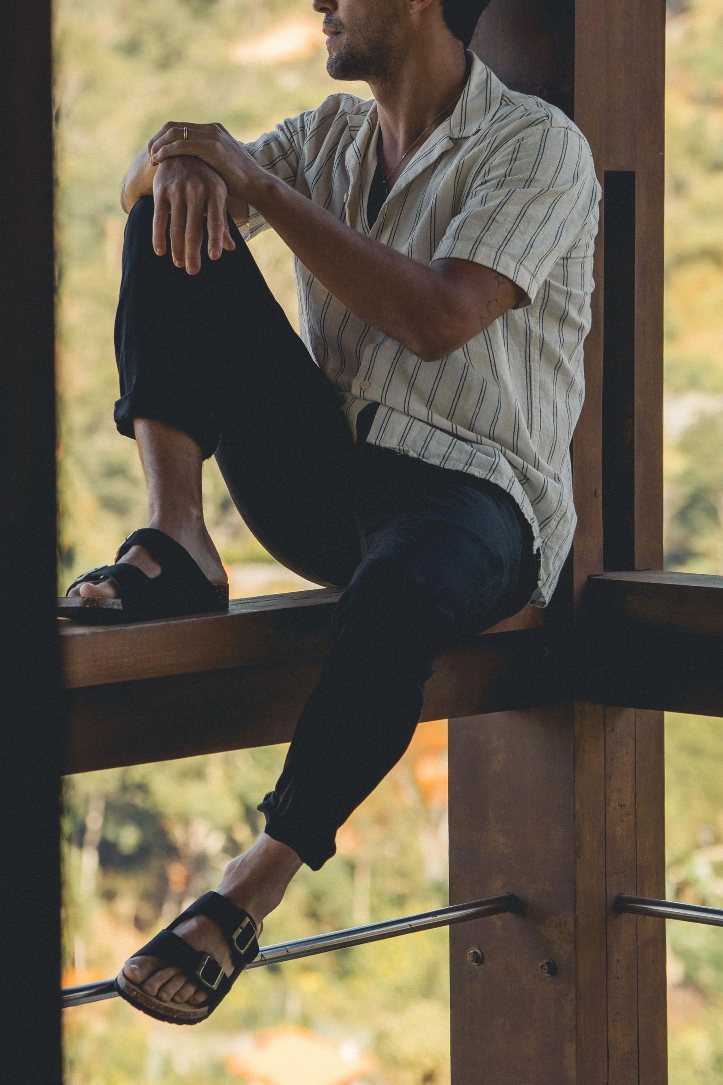 Maibulun Suede Sandal - Black — Mediterranean cork-footbed leather sandals by Meirelle Maibulun