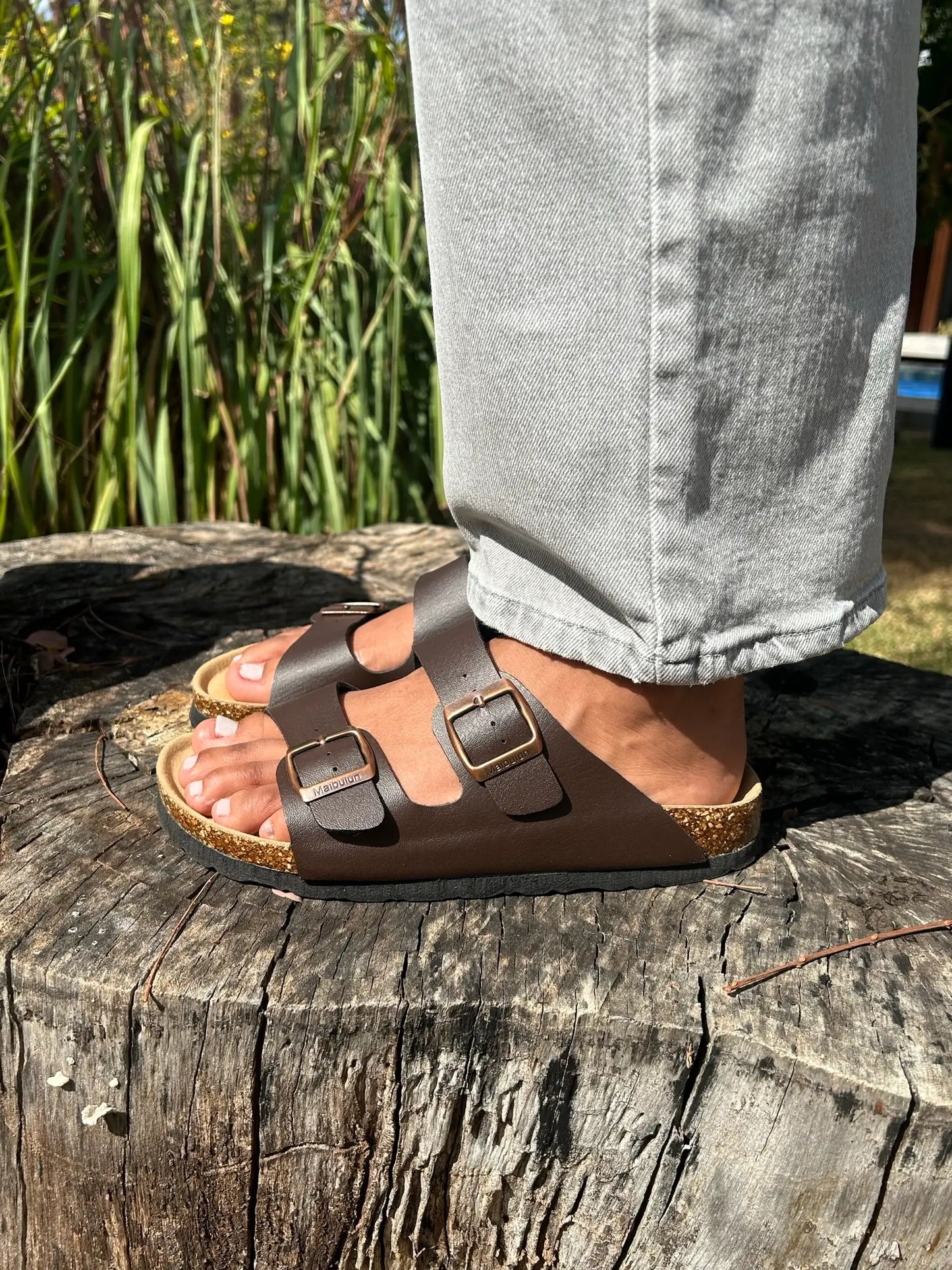 Maibulun Leather Sandal - Brown — Mediterranean cork-footbed leather sandals by Meirelle Maibulun