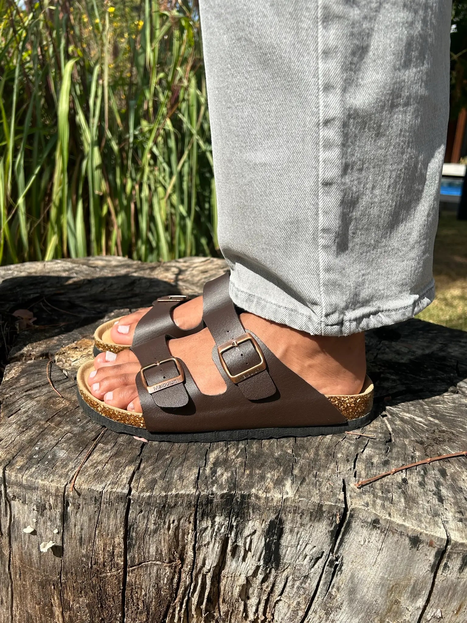 Maibulun Leather Sandal - Brown — Mediterranean cork-footbed leather sandals by Meirelle Maibulun