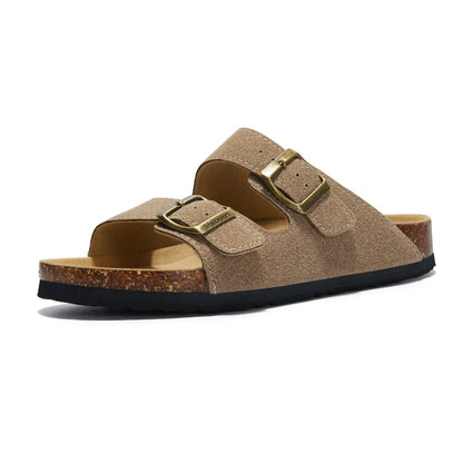 Maibulun Suede Sandal - Sand — Mediterranean cork-footbed leather sandals by Meirelle Maibulun