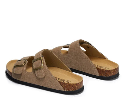 Maibulun Suede Sandal - Sand — Mediterranean cork-footbed leather sandals by Meirelle Maibulun