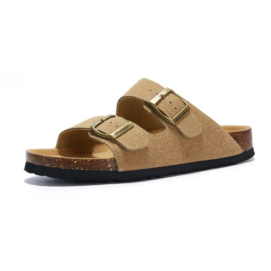 Maibulun Suede Sandal - Light Brown — Mediterranean cork-footbed leather sandals by Meirelle Maibulun