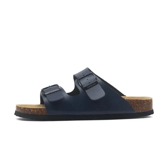 Maibulun Leather Sandal - Blue — Mediterranean cork-footbed leather sandals by Meirelle Maibulun