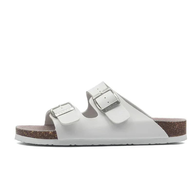 Maibulun Leather Sandal - White — Mediterranean cork-footbed leather sandals by Meirelle Maibulun