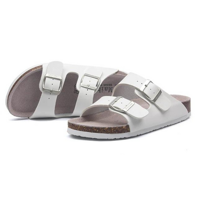 Maibulun Leather Sandal - White — Mediterranean cork-footbed leather sandals by Meirelle Maibulun