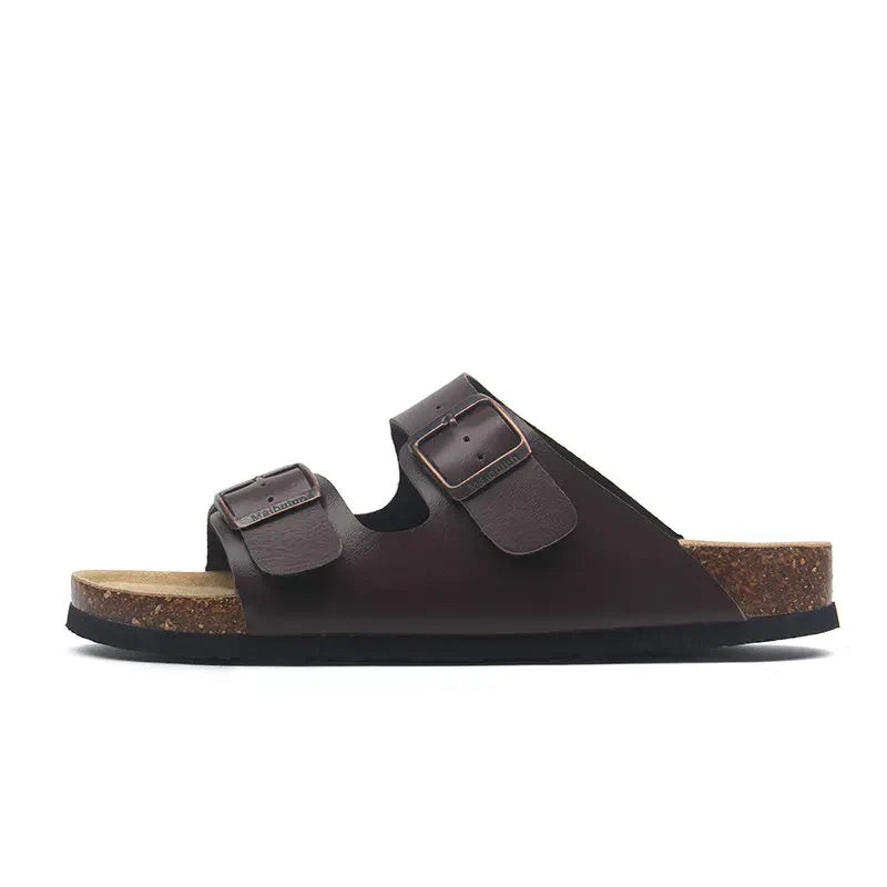 Maibulun Leather Sandal - Brown — Mediterranean cork-footbed leather sandals by Meirelle Maibulun