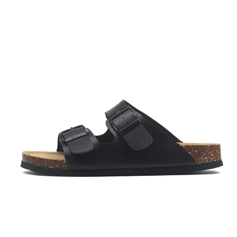 Maibulun Leather Sandal - Black — Mediterranean cork-footbed leather sandals by Meirelle Maibulun