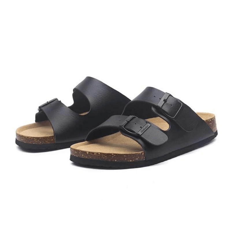 Maibulun Leather Sandal - Black — Mediterranean cork-footbed leather sandals by Meirelle Maibulun