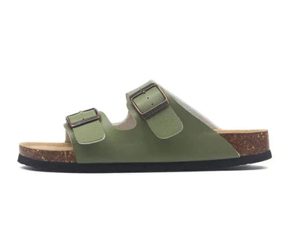 Maibulun Leather Sandal - Green — Mediterranean cork-footbed leather sandals by Meirelle Maibulun