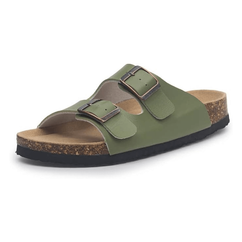 Maibulun Leather Sandal - Green — Mediterranean cork-footbed leather sandals by Meirelle Maibulun