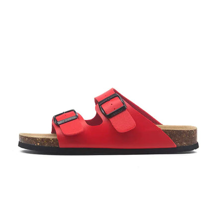 Maibulun Leather Sandal - Red — Mediterranean cork-footbed leather sandals by Meirelle Maibulun
