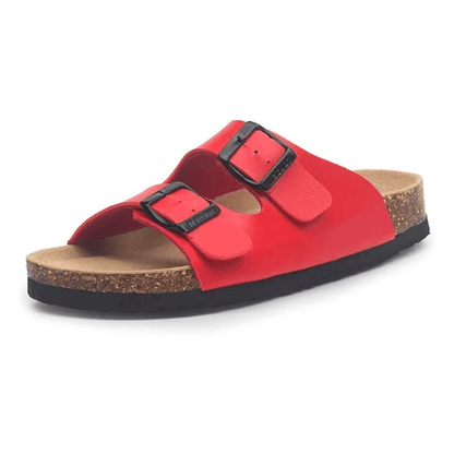 Maibulun Leather Sandal - Red — Mediterranean cork-footbed leather sandals by Meirelle Maibulun